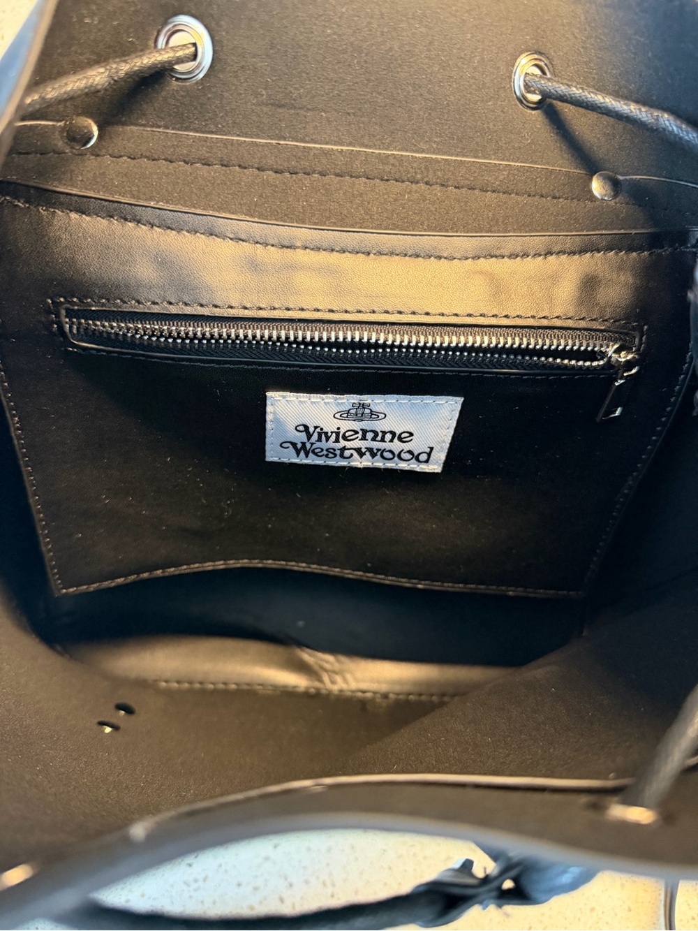 Vivienne Westwood Black Leather Mini Backpack with Silver Hardware - Picture 8 of 11